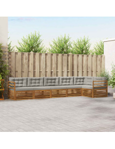 Set di divani con cuscino 19 pcs Grigio Naturale e Chiaro