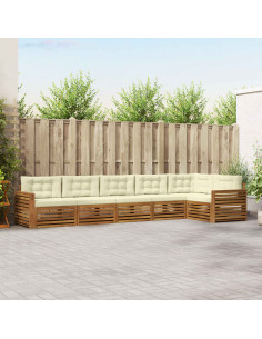 Set di divani con cuscino 6 pcs Naturale e Crema