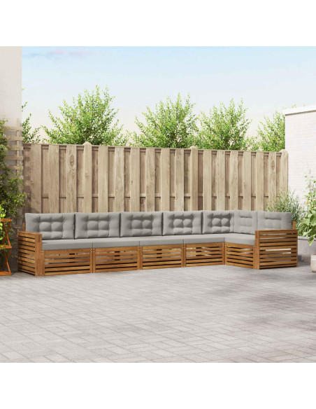 Set di divani con cuscino 19 pcs Grigio Naturale e Chiaro