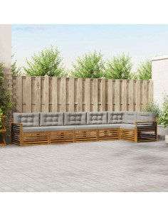 Set di divani con cuscino 19 pcs Grigio Naturale e Chiaro