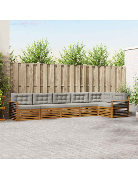 Set di divani con cuscino 19 pcs Grigio Naturale e Chiaro