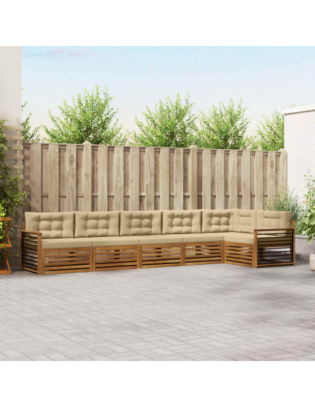 Set di divani con cuscino 6 pcs Naturale e Beige