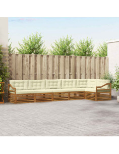 Set di divani con cuscino 6 pcs Naturale e Crema