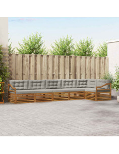 Set di divani con cuscino 19 pcs Grigio Naturale e Chiaro