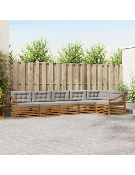 Set di divani con cuscino 19 pcs Grigio Naturale e Chiaro