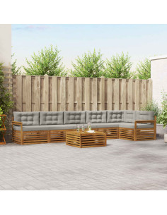 Set di divani con cuscino 7 pcs Grigio Naturale e Chiaro