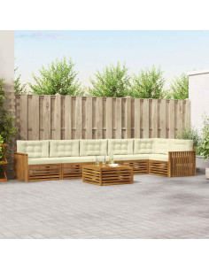 Set di divani con cuscino 7 pcs Naturale e Crema