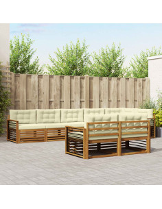 Set di divani con cuscino 8 pcs Naturale e Crema