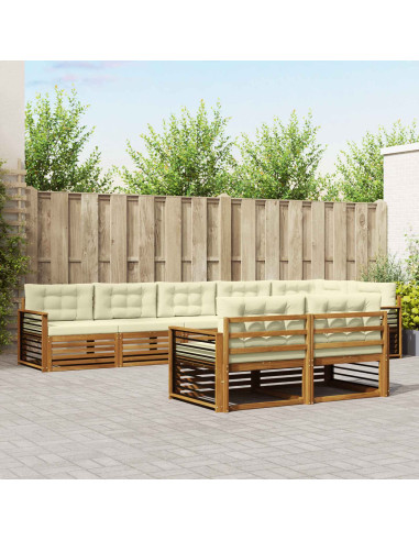 Set di divani con cuscino 8 pcs Naturale e Crema