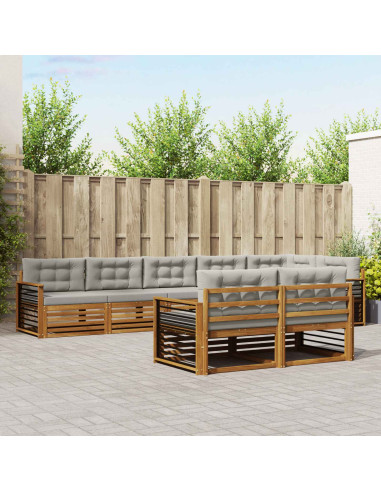 Set di divani con cuscino 25 pcs Grigio Naturale e Chiaro