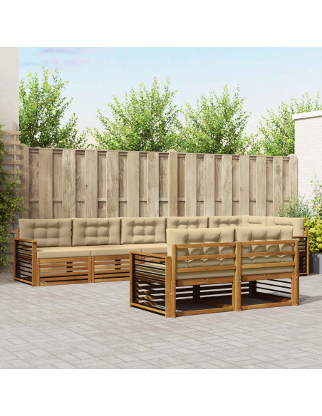 Set di divani con cuscino 8 pcs Naturale e Beige