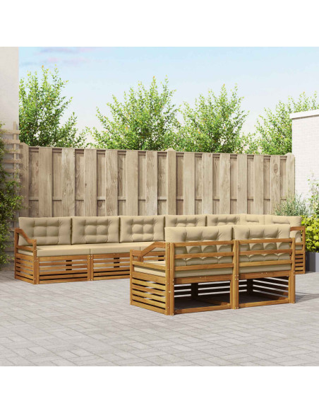 Set di divani con cuscino 8 pcs Naturale e Beige