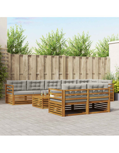 Set di divani con cuscino 26 pcs Grigio Naturale e Chiaro