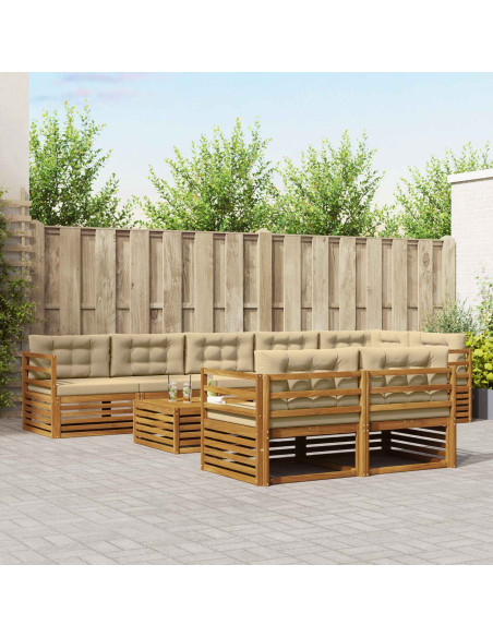 Set di divani con cuscino 9 pcs Naturale e Beige