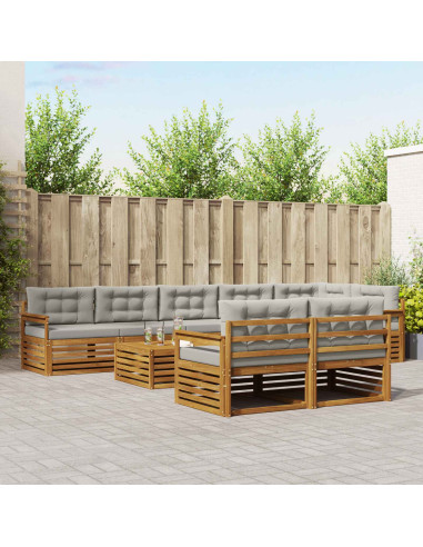 Set di divani con cuscino 26 pcs Grigio Naturale e Chiaro