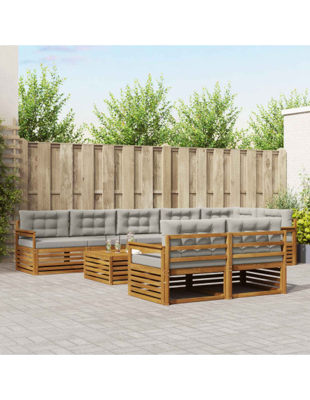 Set di divani con cuscino 26 pcs Grigio Naturale e Chiaro