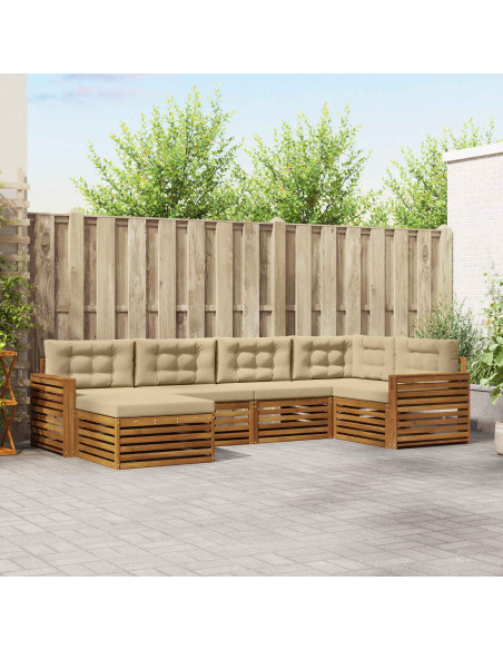 Set di divani con cuscino 6 pcs Naturale e Beige