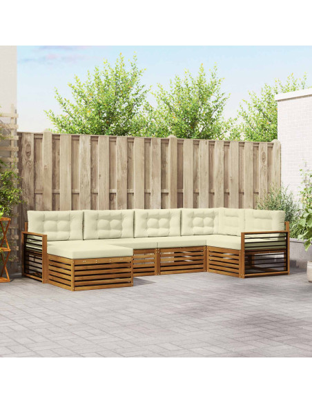 Set di divani con cuscino 6 pcs Naturale e Crema