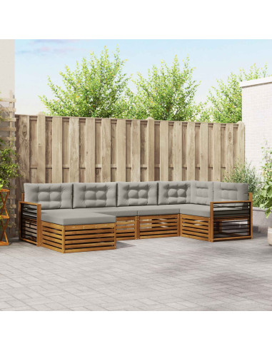 Set di divani con cuscino 18 pcs Grigio Naturale e Chiaro