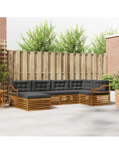 Set di divani con cuscino 6 pcs Naturale e Antracite