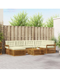 Set di divani con cuscino 7 pcs Naturale e Crema