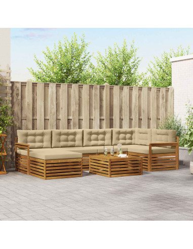 Set di divani con cuscino 7 pcs Naturale e Beige