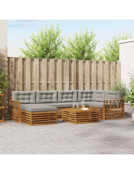 Set di divani con cuscino 19 pcs Grigio Naturale e Chiaro