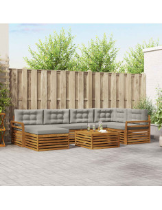 Set di divani con cuscino 19 pcs Grigio Naturale e Chiaro