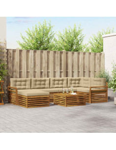 Set di divani con cuscino 7 pcs Naturale e Beige