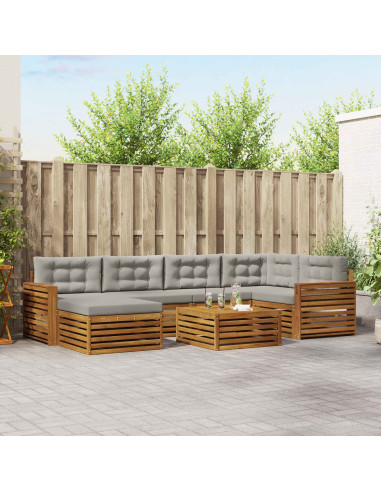 Set di divani con cuscino 19 pcs Grigio Naturale e Chiaro