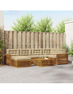 Set di divani con cuscino 7 pcs Naturale e Beige