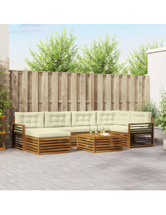 Set di divani con cuscino 7 pcs Naturale e Crema