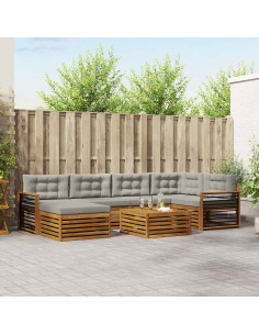 Set di divani con cuscino 19 pcs Grigio Naturale e Chiaro