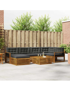 Set di divani con cuscino 7 pcs Naturale e Antracite