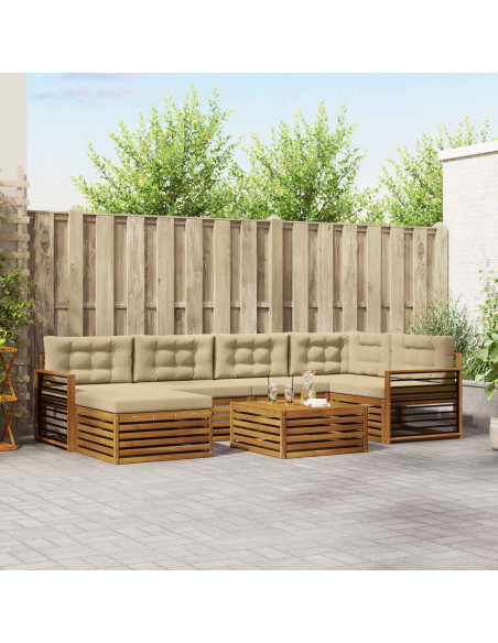 Set di divani con cuscino 7 pcs Naturale e Beige