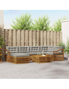 Set di divani con cuscino 19 pcs Grigio Naturale e Chiaro