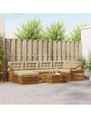 Set di divani con cuscino 7 pcs Naturale e Beige