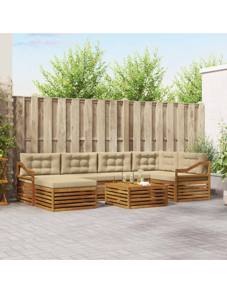Set di divani con cuscino 7 pcs Naturale e Beige