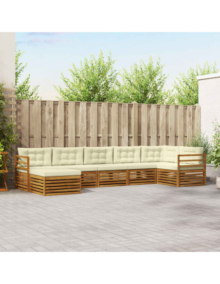 Set divani 7 pcs Naturale e Crema Legno di Acacia Massello