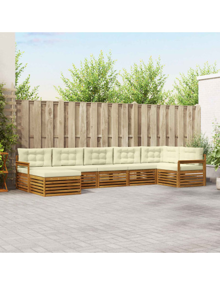 Set divani 7 pcs Naturale e Crema Legno di Acacia Massello