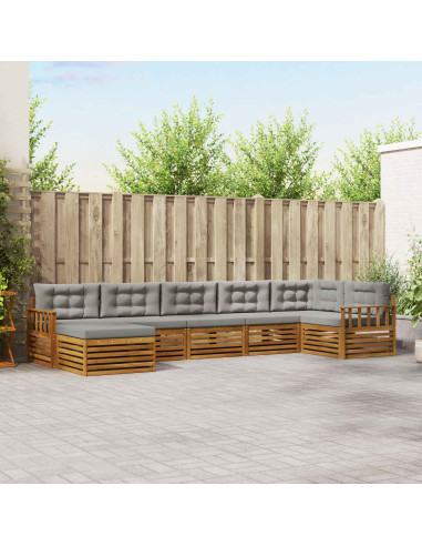 Set divani con cuscino 7 pcs Grigio Naturale e Chiaro