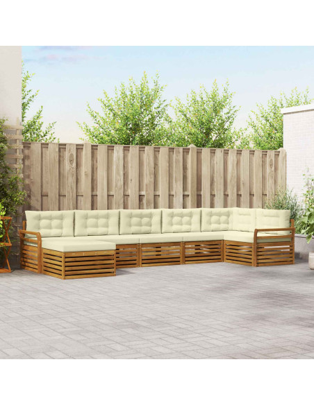 Set divani 7 pcs Naturale e Crema Legno di Acacia Massello