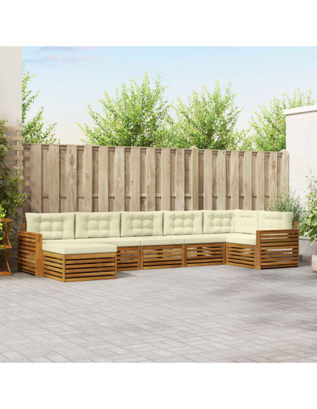 Set divani 7 pcs Naturale e Crema Legno di Acacia Massello