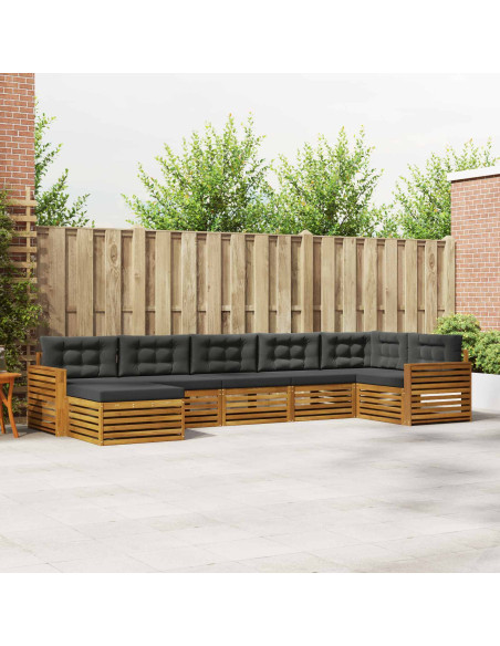 Set divani 7 pcs Naturale e Antracite Legno di Acacia Massello