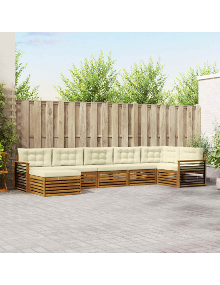 Set divani 7 pcs Naturale e Crema Legno di Acacia Massello