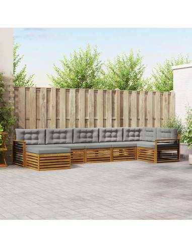 Set divani con cuscino 7 pcs Grigio Naturale e Chiaro