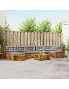 Set divani con cuscino 8 pcs Grigio Naturale e Chiaro