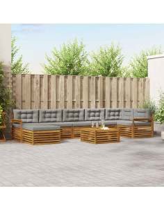 Set divani con cuscino 8 pcs Grigio Naturale e Chiaro