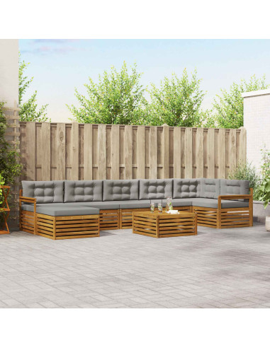 Set divani con cuscino 8 pcs Grigio Naturale e Chiaro