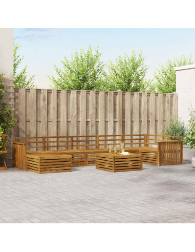 Set divani 8 pcs Naturale Legno di Acacia Massello